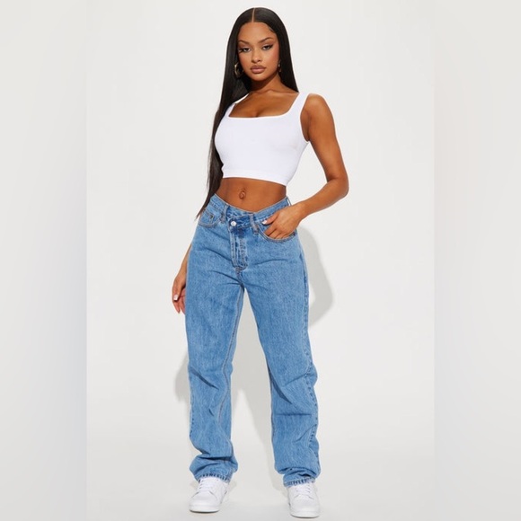 NWT Fashion Nova Crossover Straight Leg Jeans Medium Wash size 15 - Picture 1 of 11